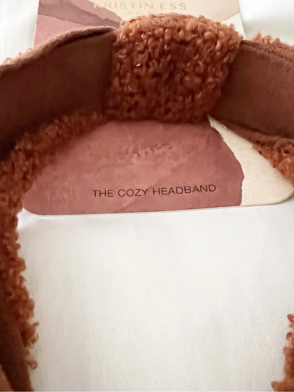NWT Kristin Ess The Cozy Headband Rust Teddy Sherpa Knotted